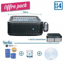 Pack Spa Gonflable NetSpa Aspen - 4 Places + Filtre Antibactérien + Oxygène actif + Couvercle gonflable