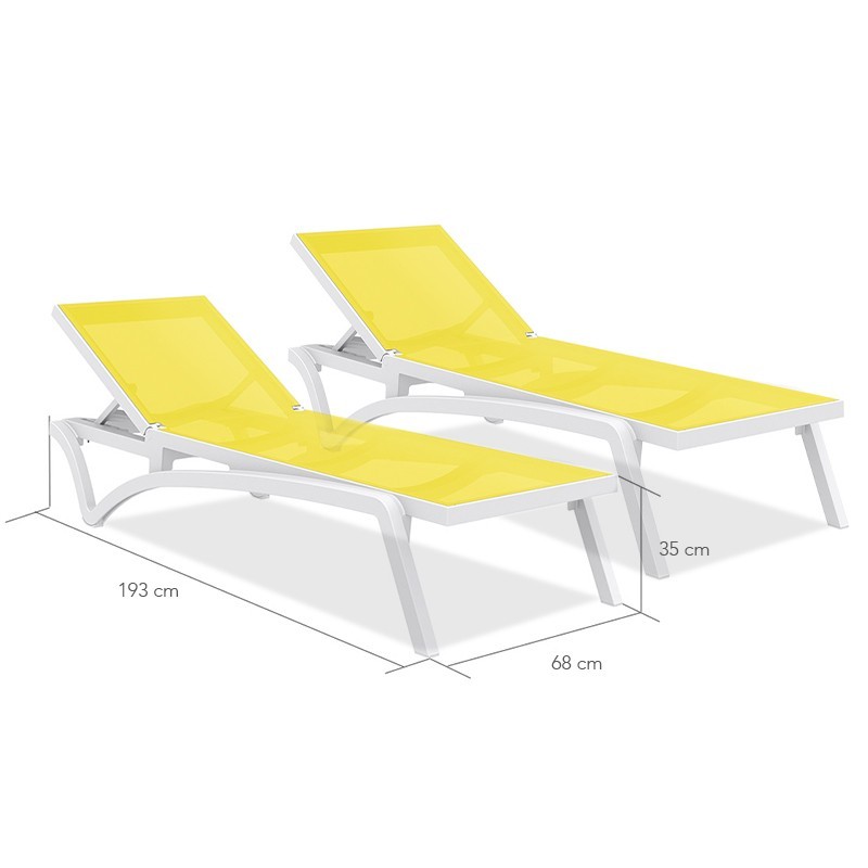 PACK MYKONOS Lot de 2 transats Blanc / Jaune