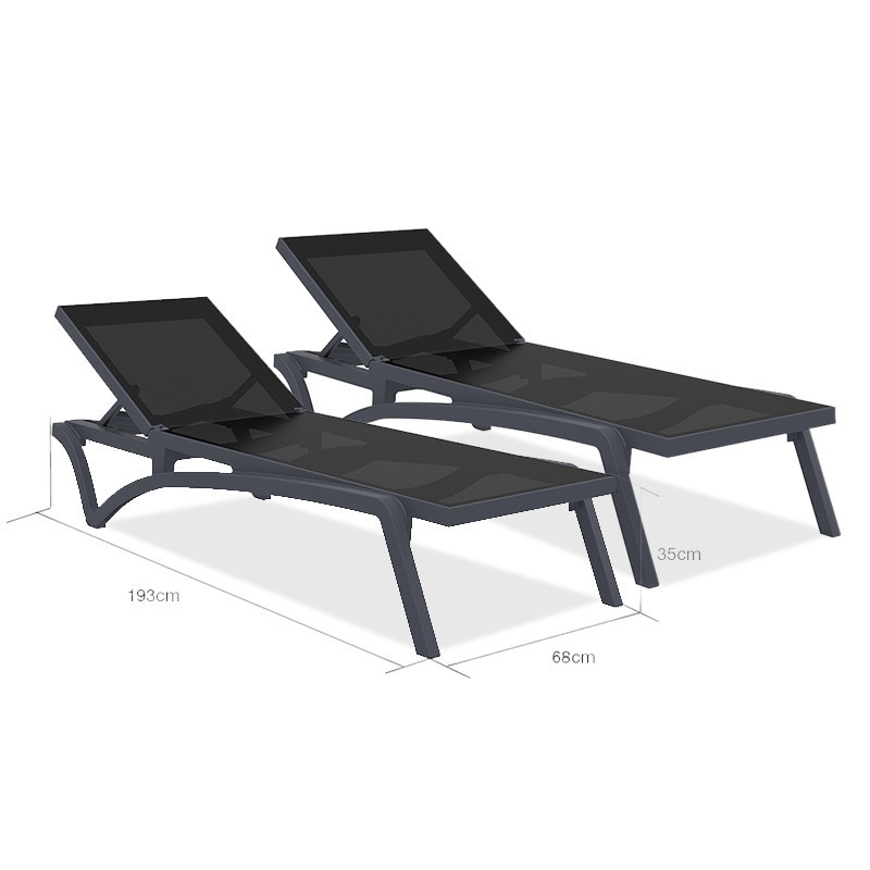 PACK MYKONOS Lot de 2 transats Noir