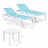 Pack MYKONOS + Lot de deux transats Blanc/Turquoise & Table d'appoint