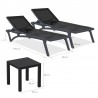 Pack MYKONOS + Lot de deux transats Noir/Noir & Table d'appoint