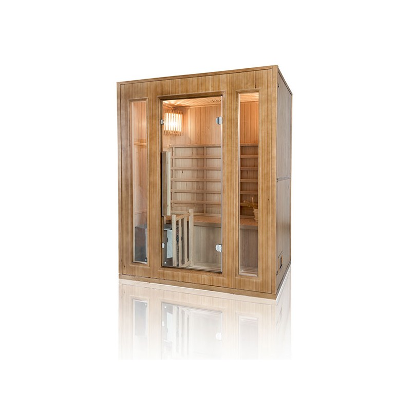 copy of Sauna Traditionnel Vapeur 2 places angulaires - en Epicéa - Poêle Harvia 3.5 kW et accessoires inclus
