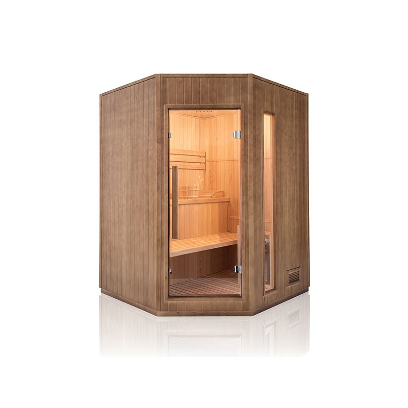 copy of Sauna Traditionnel Vapeur 2 places angulaires - en Epicéa - Poêle Harvia 3.5 kW et accessoires inclus