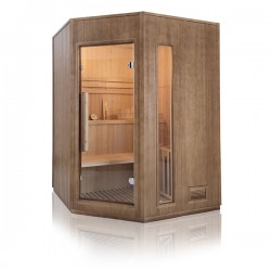 copy of Sauna Traditionnel Vapeur 2 places angulaires - en Epicéa - Poêle Harvia 3.5 kW et accessoires inclus
