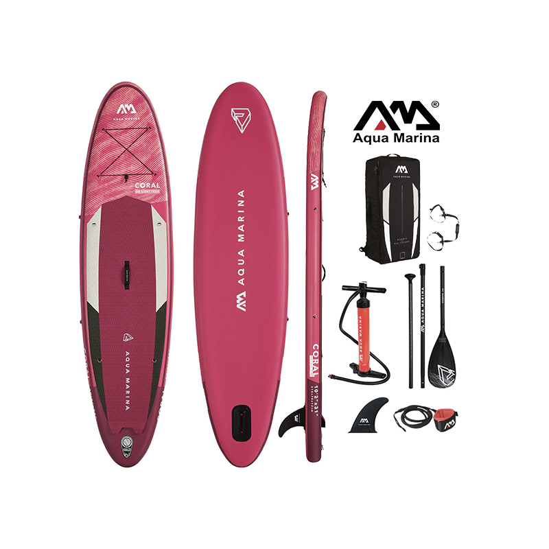 SUP Paddle Gonflable Coral 10'2" Aquamarina - 310x79x12cm - charge max 105kg - couleur rose - Dropstitch
