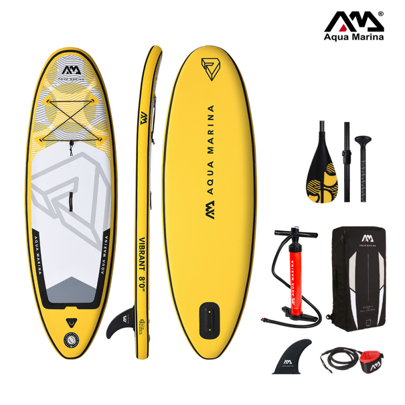 SUP Paddle gonflable Vibrant 8' Aquamarina 2021 - 244x71x10cm - charge max 60kg - Dropstitch - couleur jaune