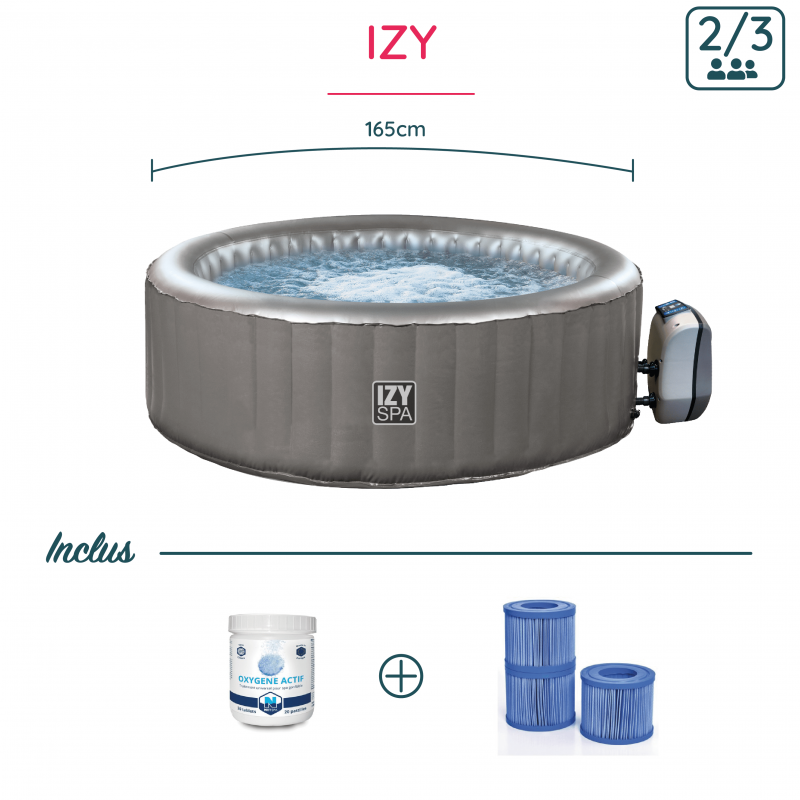Pack rêve -  Spa gonflable Izy Netspa 3 places + oxygène actif + 3 filtres antibactériens