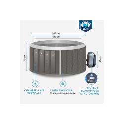Pack rêve -  Spa gonflable Izy Netspa 3 places + 2 coussins d'assise Ergo + appuie-têtes & porte-gobelet
