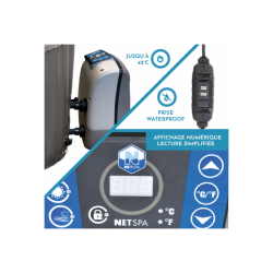 Pack rêve -  Spa gonflable Izy Netspa 3 places + 2 coussins d'assise Ergo + appuie-têtes & porte-gobelet
