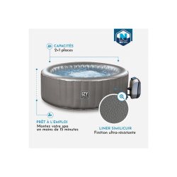 Pack rêve -  Spa gonflable Izy Netspa 3 places + 2 coussins d'assise Ergo + appuie-têtes & porte-gobelet