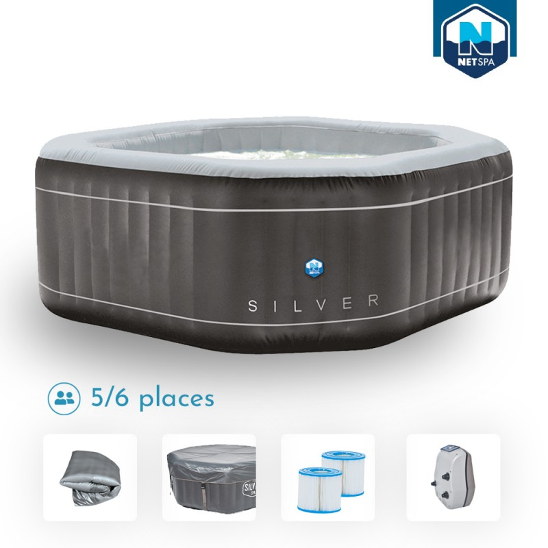 Spa gonflable octogonal NetSpa SILVER - 5/6 places