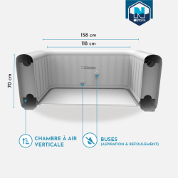 SPA gonflable carré NETSPA Bohemian - 2+2 places - Triple fonction - 158x158x70 cm - 100 buses d'air