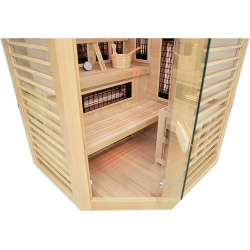 Holl's Sauna Venus 3/4 Places - Hybride Vapeur & Infrarouge Dual Healthy - Pack avec Accessoires