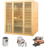 Sauna Neptune 4 places Holl's - Pack accessoires Premium pour sauna traditionnel Seau & Louche + Hygro/Thermomètre