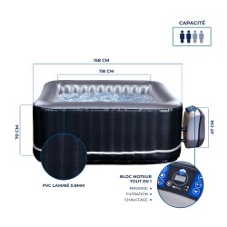 copy of SPA gonflable carré NETSPA Bohemian - 2+2 places - Triple fonction - 158x158x70 cm - 100 buses d'air