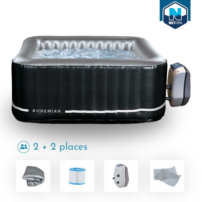 copy of SPA gonflable carré NETSPA Bohemian - 2+2 places - Triple fonction - 158x158x70 cm - 100 buses d'air