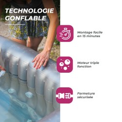 Pack - Spa gonflable Bohemian Netspa 4 places + couverture + oxygène actif