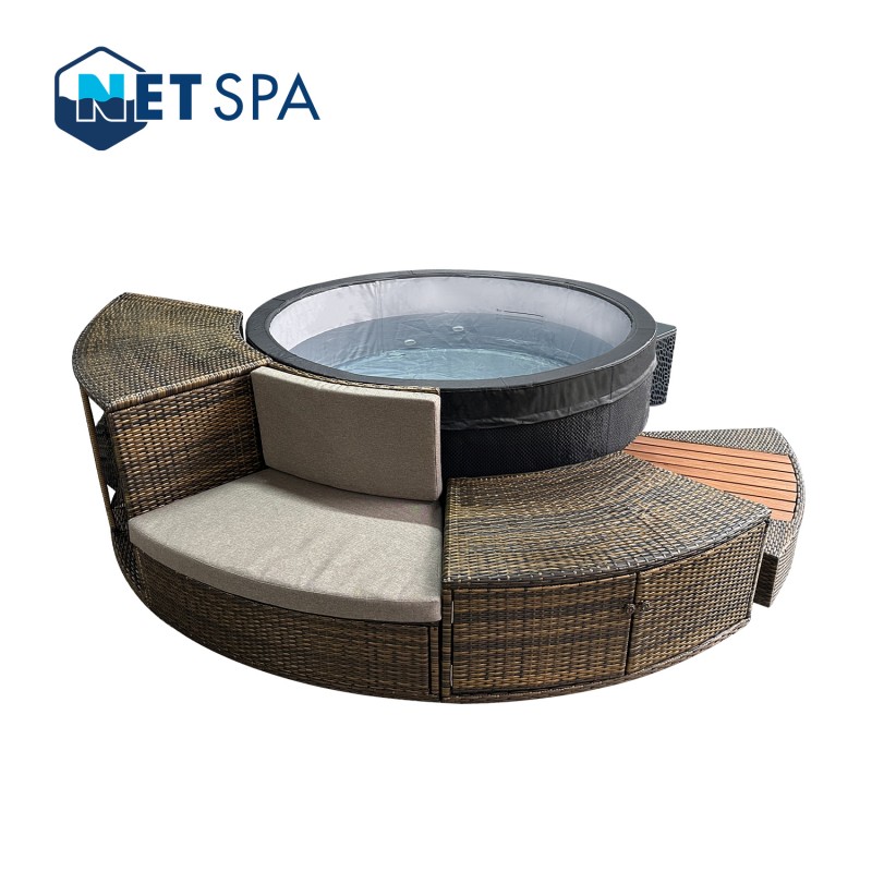 NETSPA ICE - Ice Bath 4 places 3kW - Bain Froid Semi-rigide - Fonction Spa chaud et bulles de 3° à 42°C