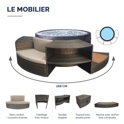NETSPA ICE - Ice Bath 4 places 3kW - Bain Froid Semi-rigide - Fonction Spa chaud et bulles de 3° à 42°C