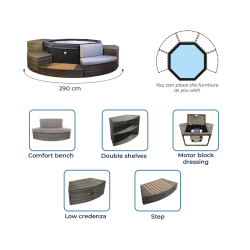 Pack spa semi rigide octogonal OCTOPUS + mobilier 8 Modules - NetSpa