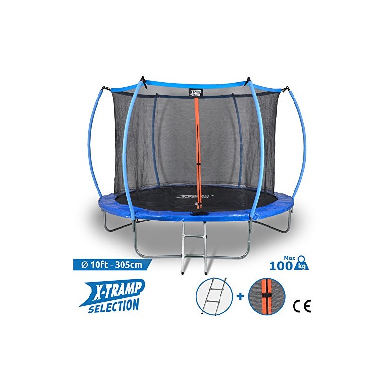X-TRAMP Trampoline d'extérieur Selection - 305cm Norme CE - Structure Garantie 5 Ans Charge Max : 100 kg